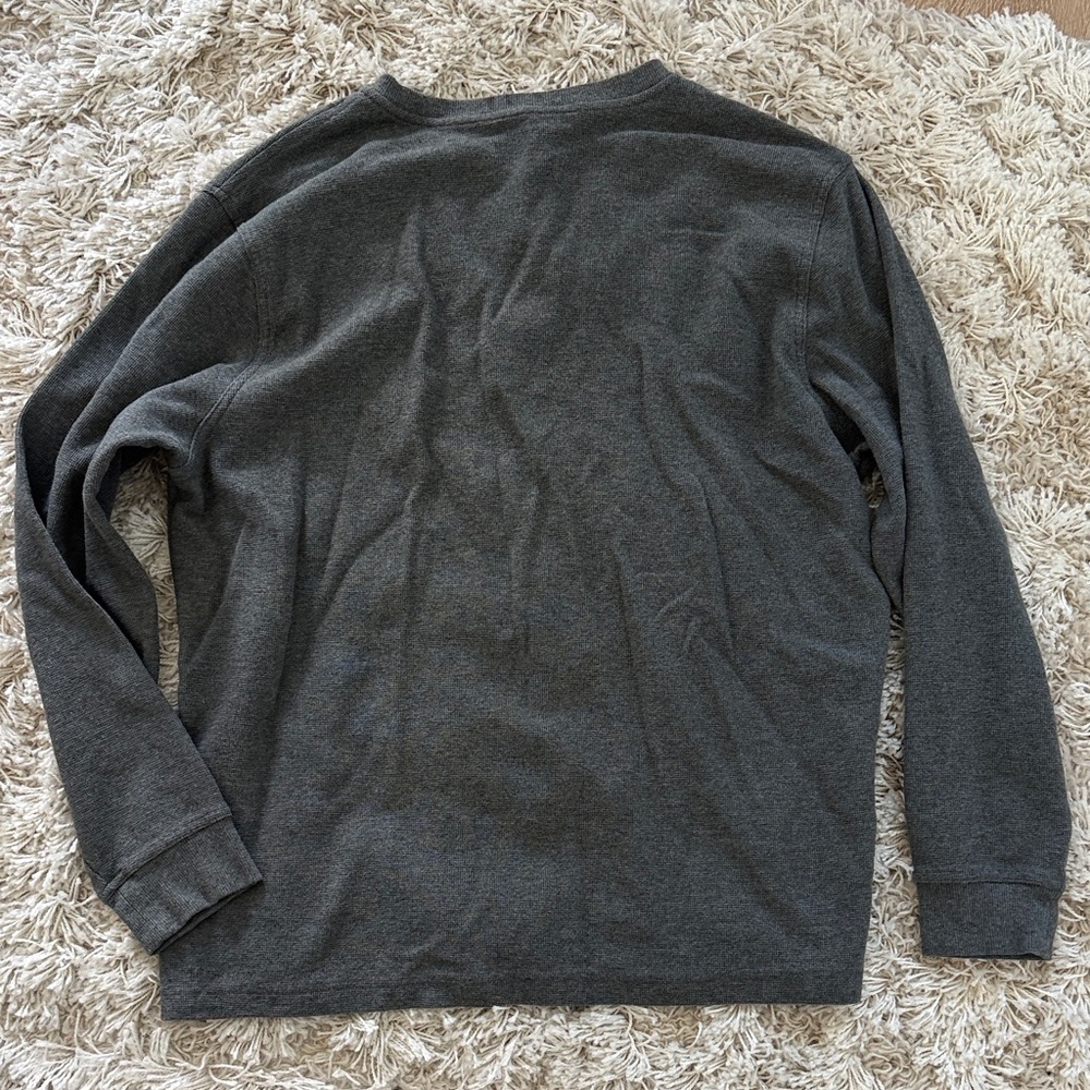 L.L. Bean Charcoal Long Sleeve Henley 100% Cotton Size XL - Picture 4 of 4